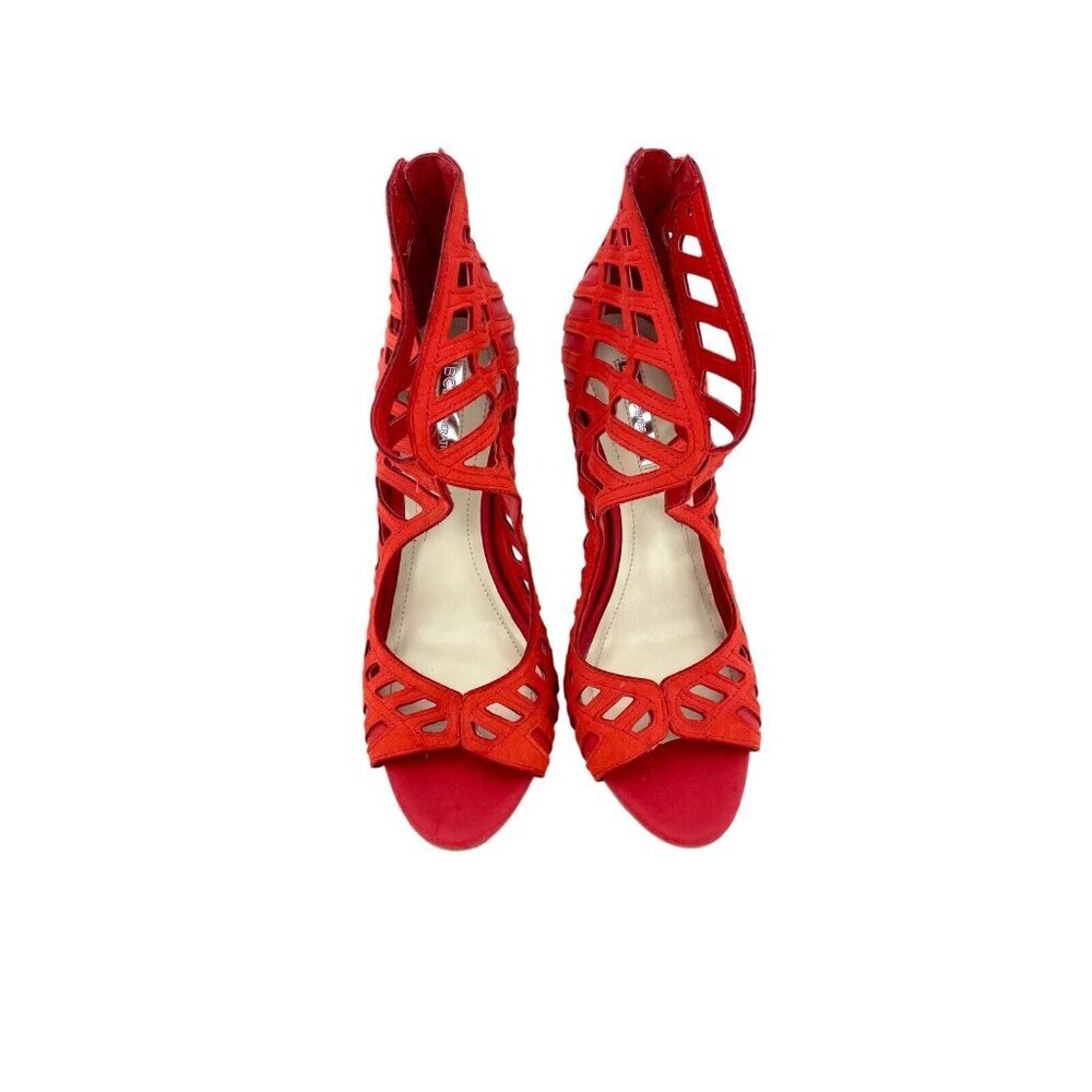 BCBGeneration Drita Red Suede Leather Back Zipper Stiletto Heels SZ 7 - Picture 3 of 9